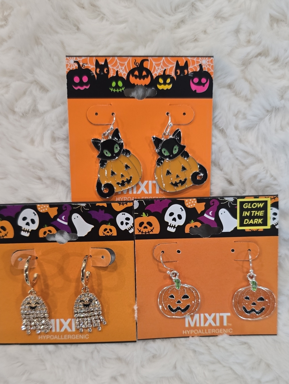MIXIT BRAND Women's Orange Halloween Pierced Earrings Bundle